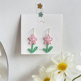 Summer Daisy Flower Earrings Fashion Cute Pink Acrylic Stud