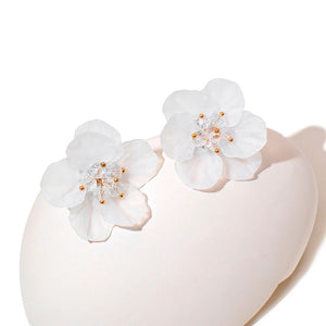 White Hyperbole Flower Earrings for Women