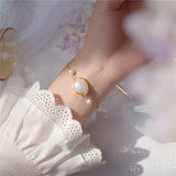 Vintage Luxury Natural Pearl Handmade Gold Chain Bracelet