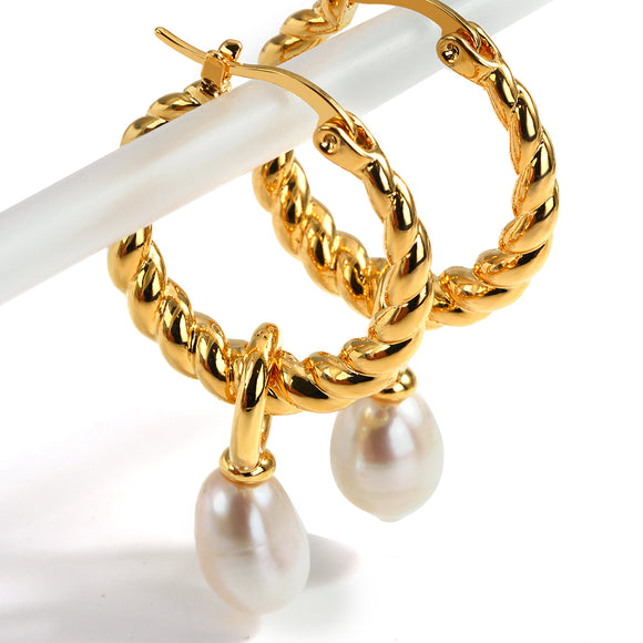 Temperament Geometric Gold Color Metal Hoop Earrings