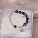 Vintage Luxury Starry Blue Natural Stone Pendant Lucky Bracelet