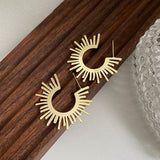 Sun Flower Earrings Contracted Temperament  Needle Gold Earrings