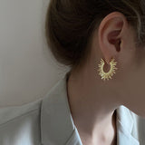 Sun Flower Earrings Contracted Temperament  Needle Gold Earrings