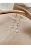 Trendy Cute Sweet Acrylic White Flower Long Tassel Drop Earrings