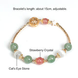 Strawberry Crystal Cat's Eye Stone Beaded Bracelets Women Jewelry