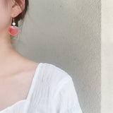 Trendy Pink Peach Drop Earrings For Women Cute Sweet Jewelry