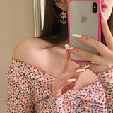 Summer Daisy Flower Earrings Fashion Cute Pink Acrylic Stud