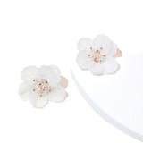 White Hyperbole Flower Earrings for Women