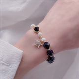 Vintage Luxury Starry Blue Natural Stone Pendant Lucky Bracelet