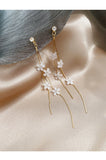 Trendy Cute Sweet Acrylic White Flower Long Tassel Drop Earrings