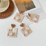 Sweet Cute Brown Acrylic Cartoon Rabbit Earrings