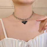 Trendy Dropping Oil Triangle Pendant Necklace 2022