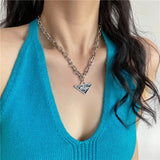 Trendy Dropping Oil Triangle Pendant Necklace 2022